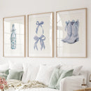 Preppy Aesthetic Dorm Decor Blue Wall Art Prints by Wall Art Set