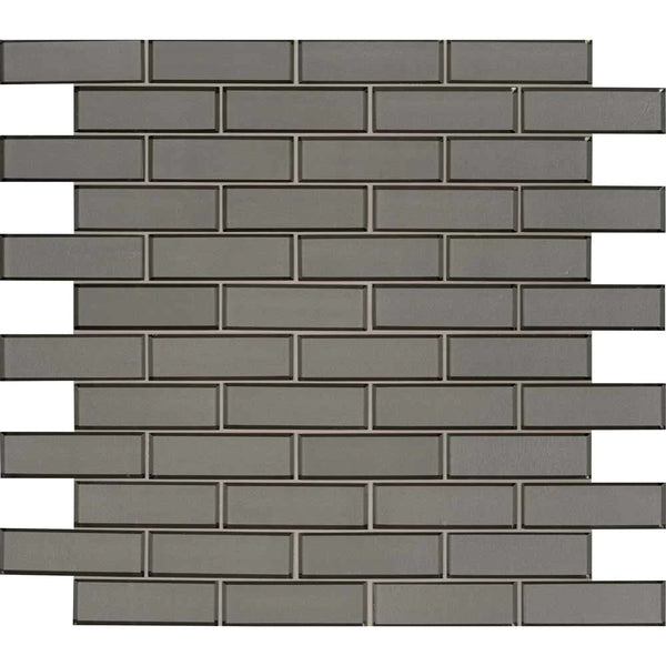MSI Champagne Bevel Subway Glass Mosaic Tile 11.73"x11.73", close-up of the surface
