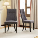 Channel Tufted Dining Chairs Set of 2 Upholstered Kitchen Side Chairs with High Backrest-Gray by DirectDeals