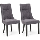 Channel Tufted Dining Chairs Set of 2 Upholstered Kitchen Side Chairs with High Backrest-Gray by LJGDeals