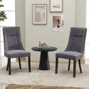 Channel Tufted Dining Chairs Set of 2 Upholstered Kitchen Side Chairs with High Backrest-Gray by DirectDeals