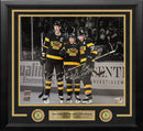 Zdeno Chara, Brad Marchand, Patrice Bergeron Boston Bruins Autographed 16x20 Framed Blackout Photo by Dynasty Sports & Framing