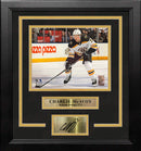 Charlie McAvoy in Action Boston Bruins 8x10 Horizontal Framed Hockey Photo with Engraved Autograph by Dynasty Sports & Framing