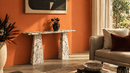 Mencybl Travertine Console Table - Natural Stone Entryway and Hallway Table