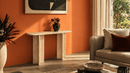 Tabara Travertine Console Table - Natural Stone Luxury Entryway Furniture
