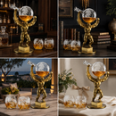 Atalas Bronze World Globe Whiskey Decanter Premium Barware Gift