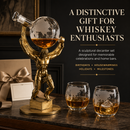 Atalas Bronze World Globe Whiskey Decanter Premium Barware Gift