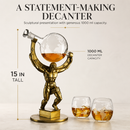 Atalas Bronze World Globe Whiskey Decanter Premium Barware Gift