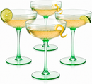 Ribbed Coupe Cocktail Glasses 8 oz | Set of 2 (Green)