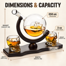 Skull Skeleton Wine & Whiskey Globe Decanter Set - 850 mL