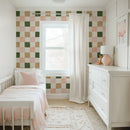 Warm Green and Pink Checker Wallpaper - Earthy & Pastel Tones