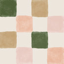 Warm Green and Pink Checker Wallpaper - Earthy & Pastel Tones