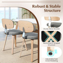 Chenille Fabric Upholstered Wooden Kitchen Chairs Set of 2