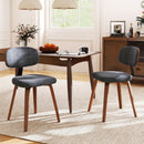 Chenille Fabric Upholstered Wooden Kitchen Chairs Set of 2