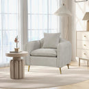 Chenille Velvet Accent Chair with Storage Pockets-White by LJGDeals