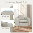 Chenille Velvet Accent Chair with Storage Pockets-White by LJGDeals