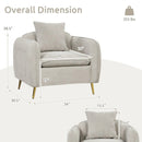 Chenille Velvet Accent Chair with Storage Pockets-White by LJGDeals