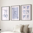 Trendy Blue Bows Preppy Poster Girly Decor Art Set by Wall Art Set