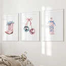 Cherries Disco Ball Preppy Pink Wall Art Prints by Wall Art Set