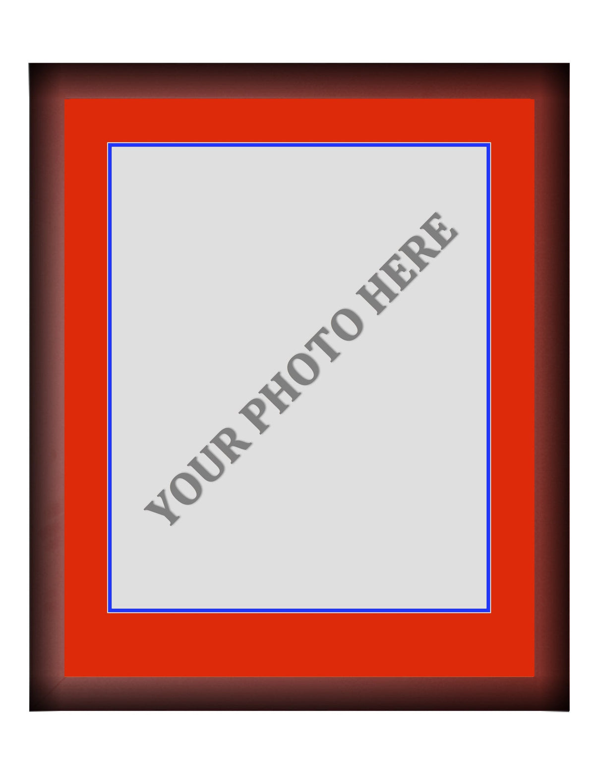 Frame Kit - Cherry Wood Frame | Red Matting | Blue Trim