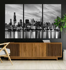Chicago City Cloudy Skyline Black and White Wall Art by MyGreatCanvas | Canvas Wall Art Prints | Photo Prints & Wall Decor