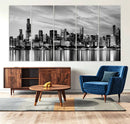 Chicago City Cloudy Skyline Black and White Wall Art by MyGreatCanvas | Canvas Wall Art Prints | Photo Prints & Wall Decor