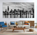 Chicago City Cloudy Skyline Black and White Wall Art by MyGreatCanvas | Canvas Wall Art Prints | Photo Prints & Wall Decor