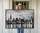 Chicago City Cloudy Skyline Black and White Wall Art by MyGreatCanvas | Canvas Wall Art Prints | Photo Prints & Wall Decor