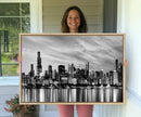 Chicago City Cloudy Skyline Black and White Wall Art by MyGreatCanvas | Canvas Wall Art Prints | Photo Prints & Wall Decor