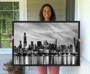 Chicago City Cloudy Skyline Black and White Wall Art by MyGreatCanvas | Canvas Wall Art Prints | Photo Prints & Wall Decor