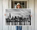 Chicago City Cloudy Skyline Black and White Wall Art by MyGreatCanvas | Canvas Wall Art Prints | Photo Prints & Wall Decor