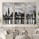 Chicago City Cloudy Skyline Black and White Wall Art by MyGreatCanvas | Canvas Wall Art Prints | Photo Prints & Wall Decor