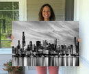 Chicago City Cloudy Skyline Black and White Wall Art by MyGreatCanvas | Canvas Wall Art Prints | Photo Prints & Wall Decor