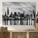 Chicago City Cloudy Skyline Black and White Wall Art by MyGreatCanvas | Canvas Wall Art Prints | Photo Prints & Wall Decor