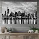 Chicago City Cloudy Skyline Black and White Wall Art by MyGreatCanvas | Canvas Wall Art Prints | Photo Prints & Wall Decor