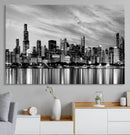 Chicago City Cloudy Skyline Black and White Wall Art by MyGreatCanvas | Canvas Wall Art Prints | Photo Prints & Wall Decor