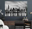 Chicago City Cloudy Skyline Black and White Wall Art by MyGreatCanvas | Canvas Wall Art Prints | Photo Prints & Wall Decor