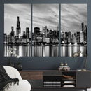 Chicago City Cloudy Skyline Black and White Wall Art by MyGreatCanvas | Canvas Wall Art Prints | Photo Prints & Wall Decor