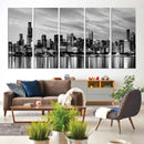 Chicago City Cloudy Skyline Black and White Wall Art by MyGreatCanvas | Canvas Wall Art Prints | Photo Prints & Wall Decor