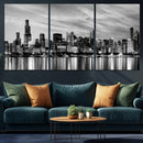 Chicago City Cloudy Skyline Black and White Wall Art by MyGreatCanvas | Canvas Wall Art Prints | Photo Prints & Wall Decor