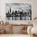 Chicago City Cloudy Skyline Black and White Wall Art by MyGreatCanvas | Canvas Wall Art Prints | Photo Prints & Wall Decor