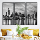 Chicago City Cloudy Skyline Black and White Wall Art by MyGreatCanvas | Canvas Wall Art Prints | Photo Prints & Wall Decor