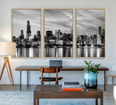 Chicago City Cloudy Skyline Black and White Wall Art by MyGreatCanvas | Canvas Wall Art Prints | Photo Prints & Wall Decor