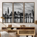 Chicago City Cloudy Skyline Black and White Wall Art by MyGreatCanvas | Canvas Wall Art Prints | Photo Prints & Wall Decor