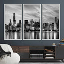 Chicago City Cloudy Skyline Black and White Wall Art by MyGreatCanvas | Canvas Wall Art Prints | Photo Prints & Wall Decor