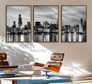Chicago City Cloudy Skyline Black and White Wall Art by MyGreatCanvas | Canvas Wall Art Prints | Photo Prints & Wall Decor