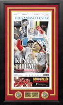 Patrick Mahomes Kansas City Chiefs Super Bowl Champions Framed Newspapers (3 Super Bowls) by Dynasty Sports & Framing