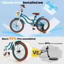 Children Bicycle with Front Handbrake and Rear Coaster Brake-Turquoise by LJGDeals