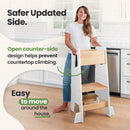 Adjustable Toddler Kitchen Tower with Safety Bars