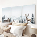 Snowy Deer Wall Art Set of 3. Winter Woodland Prints by Wall Art Set